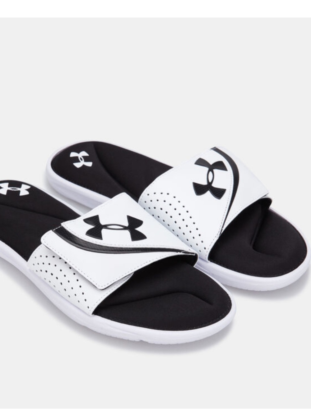 Under Armour Men's Ignite VI Slide Sandals white black cushion comfort casual 13